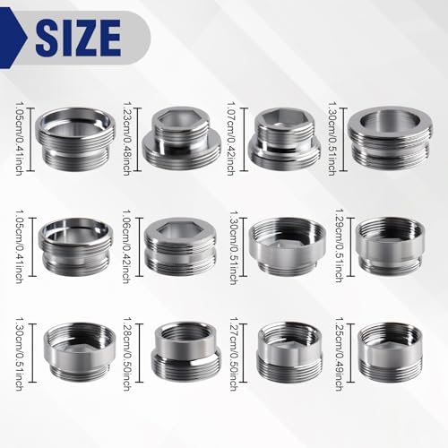 12 PCS Faucet Adapter Kit Brass Aerator Adapter Set Kitchen Sink Aerator Adapters Male to Female Water Hose Connector for Garden Hose Water Filter Sink Faucet Diverter - Image 2