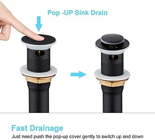 CREA Bathroom Sink Drain, Bathroom Sink Stopper with Drain Hair Catcher Pop Up Drain 1 1/2" for Bathroom Vanity Kitchen Sink with Overflow, Matte Black - Image 5
