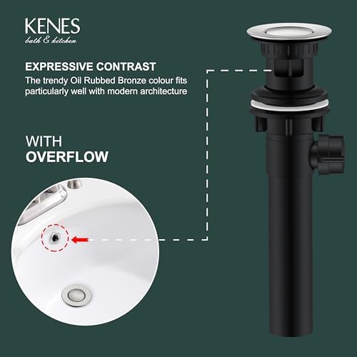 KENES Brushed Nickel Bathroom Sink Drain Stopper Assembly with Lift Rod - Image 3