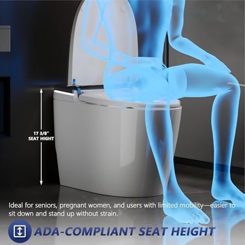 DeerValley Smart Toilet with Bidet Built in, One Piece Bidet Toilet with Auto Open/Close, Water Filter, Foam Shield, Pump Assisted, Elongated Seat, Dryer, Deodorizing, ADA Height for Modern Smart Home - Image 4