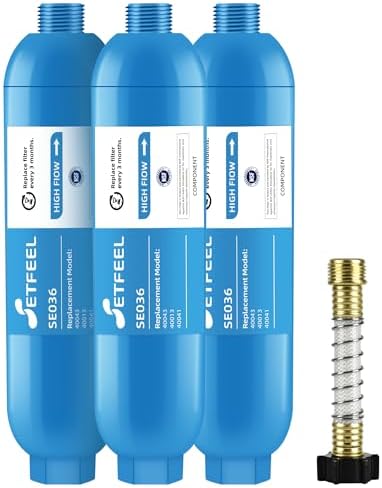 RV Inline Hose Water Filter, NSF Certified Camper Water Filter with Flexible Hose Protectors For RV Garden, Camping Essentials For Reduces Chlorine, Bad Taste, Odor In Drinking Water, 3 Pack SETFEEL by SETFEEL