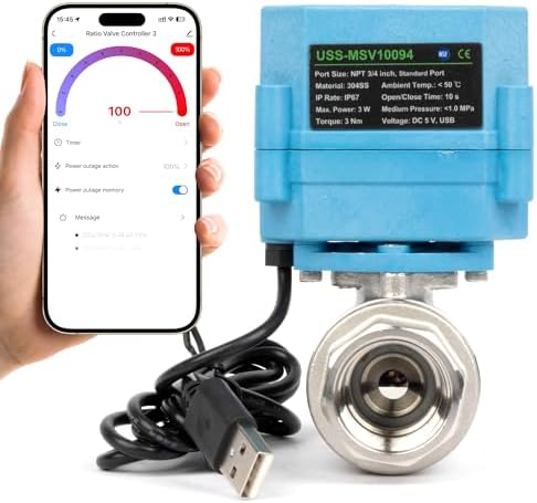 3/4" Smart SS304 Motorized Ball Valve + WiFi Water Leak Alarm 5-Pack - Image 2