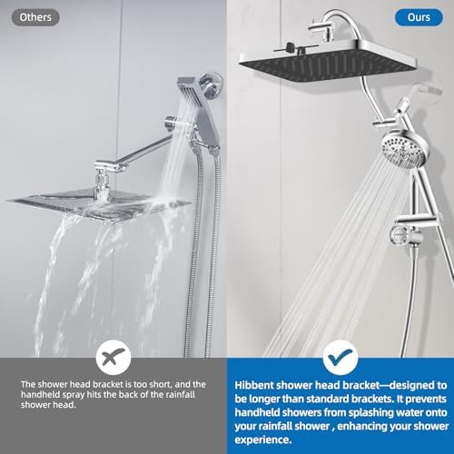 Hibbent cUPC Certified High Pressue 13'' Rainfall Shower Head with 5-Spray - Image 6