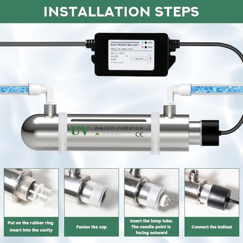 UV Water Filter,Add-on Kit for Under Sink Water Filtration Systems,Ultraviolet Water Purifier Sterilizer Filter for Whole House Water Purification,0.5GPM 6W Lamp Power 110V (SSE-006) - Image 7