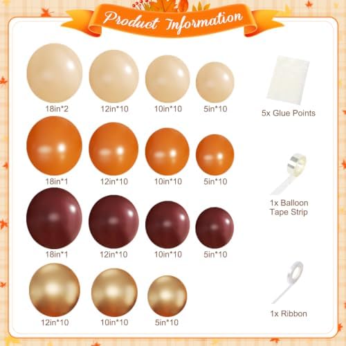 Burgundy Fall Balloon Arch Kit for Autumn Thanksgiving Party Decorations - Image 2