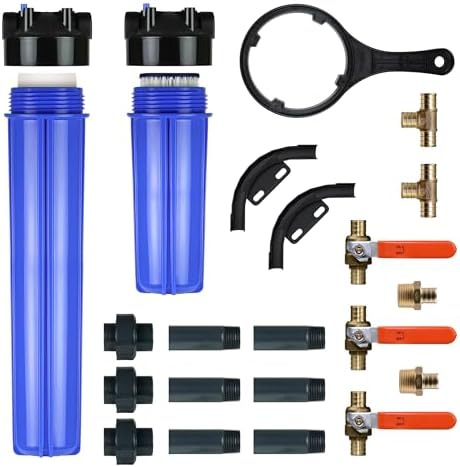 Aquasana Whole House Water Filter System Professional Installation Kit | Brass Components | 3/4" Fittings | Includes 20" Pre-Filter and 10" Post-Filter | Includes Bypass | EQ-1000-075 by Aquasana