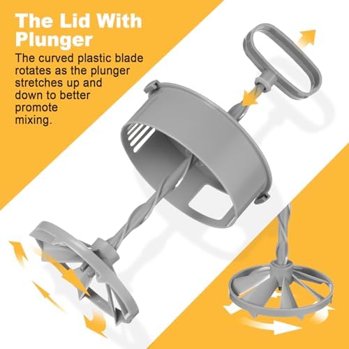 Mixing Pitcher for Drinks, 2 Quart/ 64oz Plastic Water Pitcher with Lid, Angled Plastic Blades and Adjustable Mixer Plunger for Juice, Powdered Milk, Beverage Container (One) - Image 4