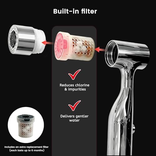 Daily Treasures Bidet Sprayer for Toilet with Replaceable Filters, Stainless Steel Handheld Bidet,Muslim Shower for Toilet, No-Push Hands-Free & Adjustable Water Pressure, Toilet Bidet Attachment - Image 5