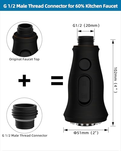 Universal Kitchen Sink Faucet Head, 3 Modes, 15 Adapters, Oil-Rubbed Bronze - Image 5