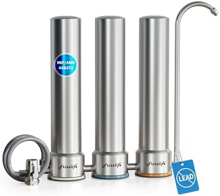 Frizzlife TS99 Countertop Water Filter System, NSF 42&372 Certified 9-Stage Stainless Steel Faucet Water Filtration, 0.5 Micron Elements Reduces 99.99% Lead, Chlorine, Heavy Metals, Bad Taste & Odor by FRIZZLIFE