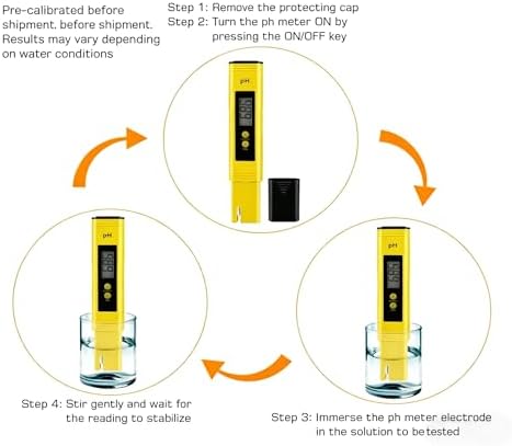 Digital pH Meter Tester Pen for Water, Pre-Calibrated, High Accuracy ±0.01, 0–14 pH Range, Pocket Size for Drinking Water, Pool, Aquarium & Hydroponics (Yellow) - Image 6