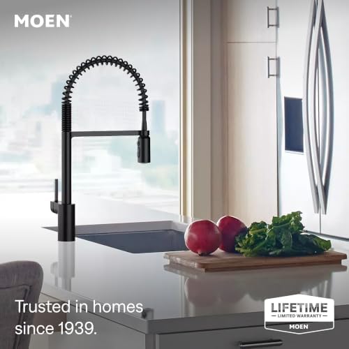 Moen Align Matte Black One-Handle Single Hole Pre-Rinse Spring Kitchen Faucet with Pull Down Sprayer and Power Boost, 5923BL - Image 3
