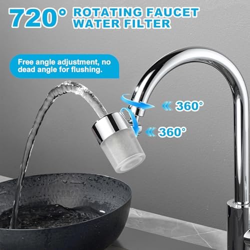 Water Filter for Faucet, Universal 720° Rotating Water Purifier with Adapter Kit for Kitchen & Bathroom Sink, 2 Spray Modes, Reduces Chlorine & Impurities - Check Size for Fit! - Image 4