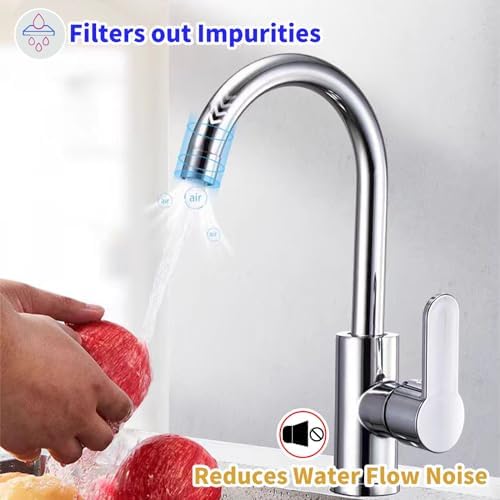 Bathroom Sink Aerator,2.2 GPM Faucet Aerator, Made of Solid Brass and Stainless Steel,55/64 Inch Female Thread Faucet Replacement with Gasket,For Kitchen and Bathroom,4PCS(Silver) - Image 4