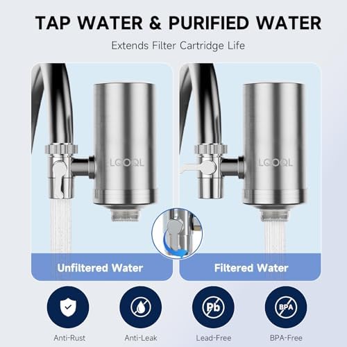 Water Filter for Sink Faucet, 304 Stainless Steel Water Purifier for Kitchen Sink, Reduces PFAS, Lead, Chlorine & Microplastics, 350 Gallons Long-Lasting for Kitchen & Bathroom, 2 Filters - Image 5