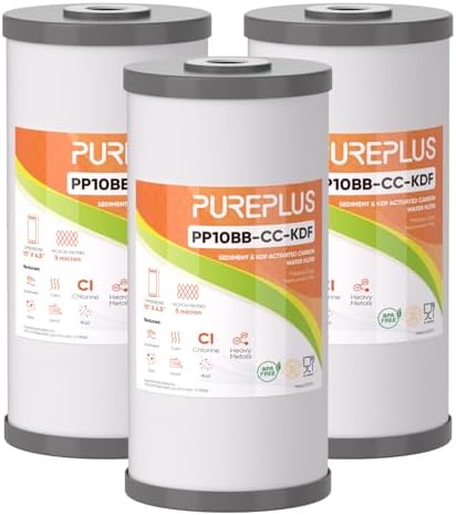 PUREPLUS 10" x 4.5" Whole House Heavy Metal Reduction Water Filter,3 PACK by PUREPLUS