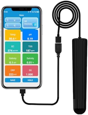 Smart Bluetooth Aquarium Water Tester 7-in-1 pH Meter Fish Tank Monitor by kactoily