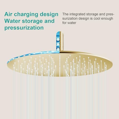 All Metal 16Inch Rain Shower Head - Heavy Duty Stainless Steel, Easy Install, High Water Flow, Ultra-Thin Modern Design for Bathroom (Brushed Gold) - Image 5