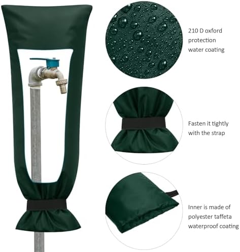 Frienda 2 Pcs Outdoor Faucet Cover for Winter Freeze Protection Large,Green - Image 4