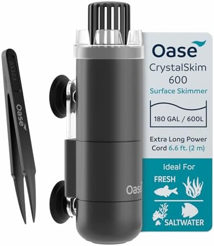 OASE CrystalSkim 600 Surface Skimmer for Freshwater and Marine Aquariums – Compact Internal Filter for Film Oil and Debris Removal, Quiet, Adjustable Flow, Shrimp-Safe, for Tanks up to 160 Gal / 600 L by OASEIndoorAquatics
