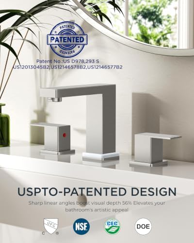 FORIOUS 3 Hole Square LED Brushed Nickel Bathroom Faucet Widespread 8 Inch - Image 3