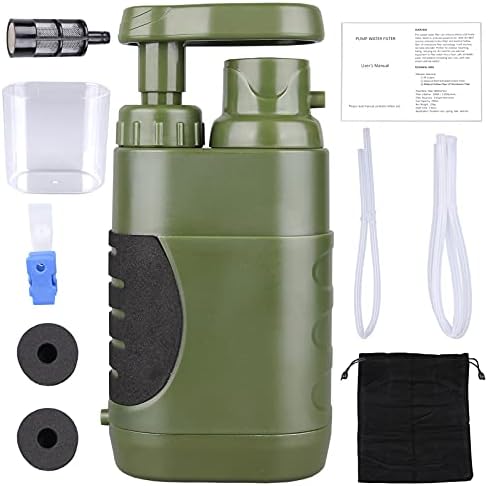 Portable Hand Pump Water Filter,100000Gallons Camping Water Filter Survival,3-Grade Backpacking Water Filter System 0.01μm Camping Water Purifier for Family-Outdoor,Emergency by LACUCINO