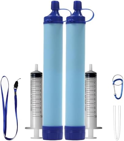 Straw, Pure Flow Water Filter Straw for Camping, Hiking, Travel, Biking, Survival, and Emergency Preparedness, No Expiration Date, Lightweight, Reusable (2PCS) by Unknown