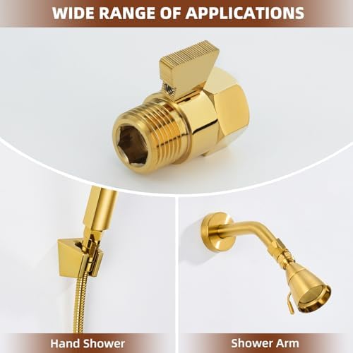 Angle Simple Shower Flow Control Valve, Water Shut Off Valve, Titanium Gold - Image 4