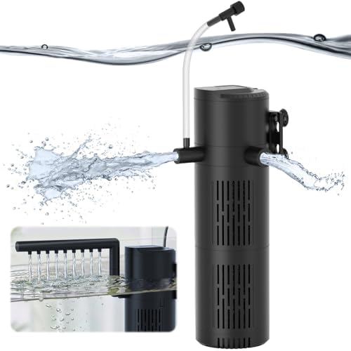 Aquarium Filter for 20-60 Gallon Tanks, Internal Fish Tank Filter, Submersible Turtle Tank Filter, with Aeration/Rainfall Modes and Dual Water Outlet by Devopet