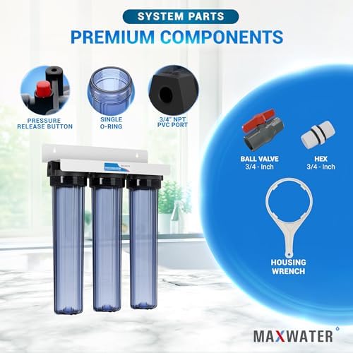 Max Water 3 Stage 20" x 2.5" Whole House Clear Water Filter System Without Filters - Image 4