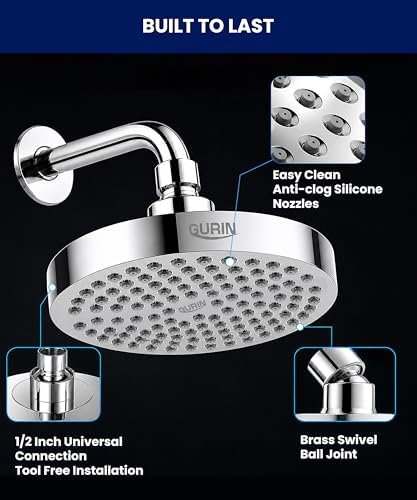 GURIN Shower Head - Premium Polished Chrome Finish - Rain Showerhead 6 Inch - Image 5