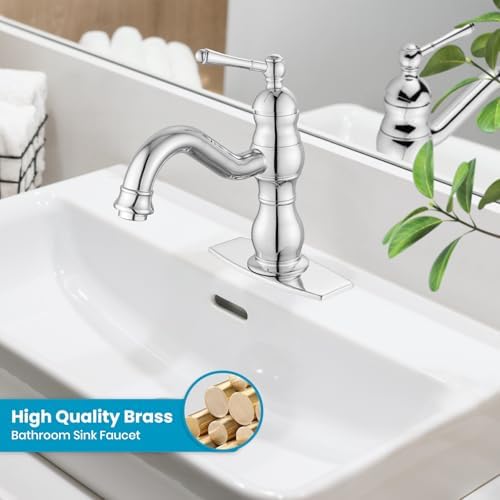 gotonovo Bathroom Faucet 1 Hole Vintage,Polish Chrome,7.1” Spout Reach - Image 2