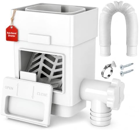 Premium Rain Barrel Downspout Diverter Rain Water Collection System Kit, Gutter Downspout Adapter with Filter, Adjustable Connector Hose, Fits Round & Square Downpipes for Rainwater Harvesting by Unknown
