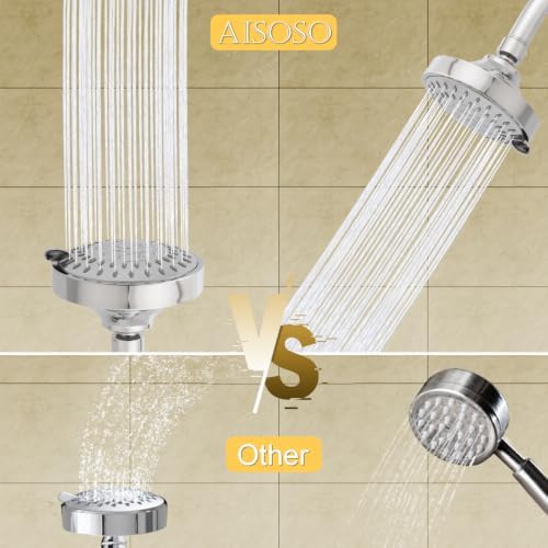 AISOSO High Pressure Rain Shower Head 2PCS 5 Modes 4.1 Inch Chrome Silver - Image 5
