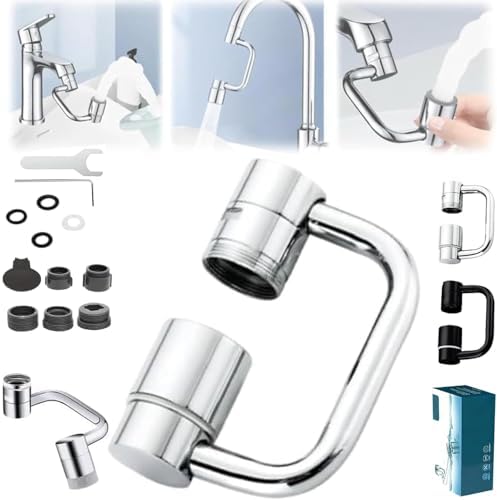 2026 Upgraded Universal Sink Faucet 1080° Rotating Faucet Extender with Upward Facial Mist, U Shaped Faucet Extender, 360° Faucet Aerator for Bathroom Kitchen, 4 Water Modes Adjustable (Silver) by Unknown
