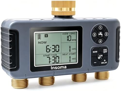 Insoma 4-Zone Water Timer for Garden Hose, Brass Inlet & Outlet by Insoma
