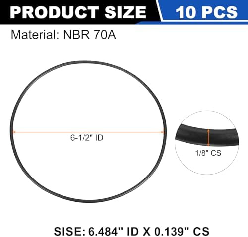 uxcell 10Pcs AS-260 NBR 70A O-Rings 6-1/2"ID x 1/8"CS/6.484"ID x 0.139"CS - Image 2