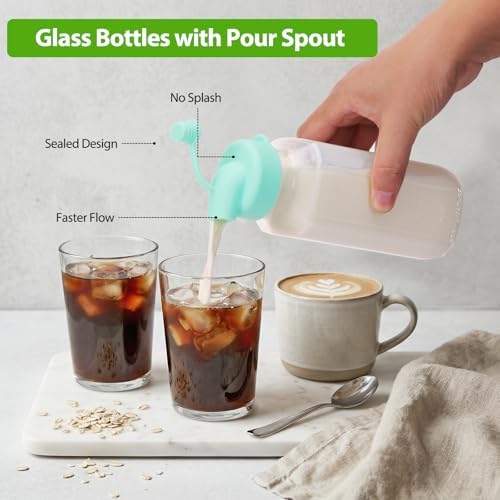 CUCUMI 6 Pack 16 Oz Glass Milk Bottles with Lids - Image 2