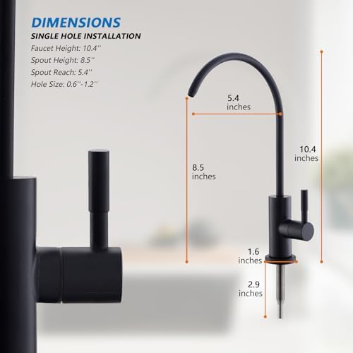 WEWE Drinking Water Faucet for RO System, Matte Black, Non-Air Gap - Image 4