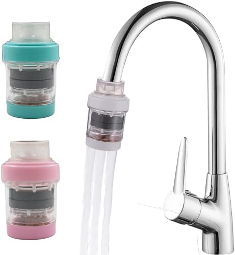 2 Pack Faucet Water Filter, Faucet Mount Filters Purifier Kitchen Tap Filtration Activated Carbon Removes Chlorine Fluoride Heavy Metals Hard Water for Home Kitchen Bathroom(White) by PCTC