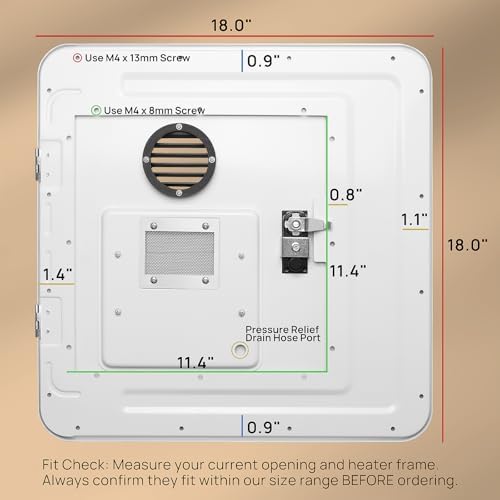 TURBRO 18 x 18 in RV Water Heater Door Kit, for 9/10/12/16 Gal - Image 3