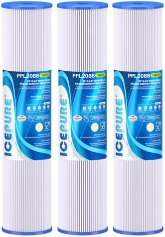 ICEPURE 1 Micron 20" x 4.5" Whole House Pleated Sediment Filter, 3 Pack by ICEPURE