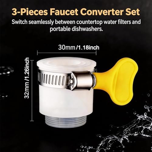 3 Pcs Faucet to Hose Adapter, Universal Faucet Adapter, Fine Thread Sink Hose Attachment for Faucet for Kitchen Sink Garden Hose and Multi-Water Filters - Image 2