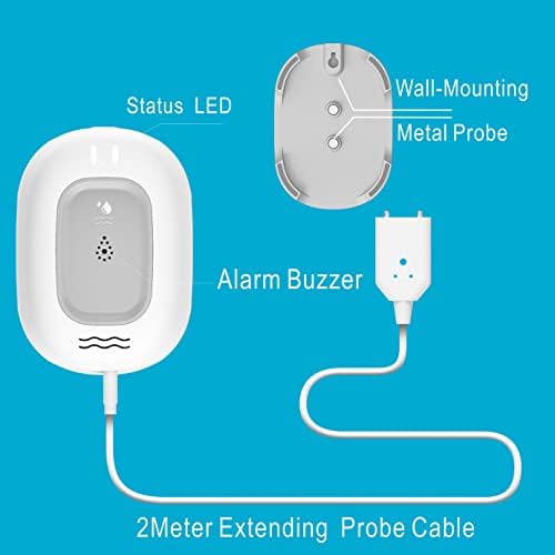 Upgraded version two-probe water leak detector water alarm wireless detector,1.5years long standby,110dB loud alarm sound, can expand the monitoring area,Push Notification on Tuya Smart/Smart Life APP - Image 6