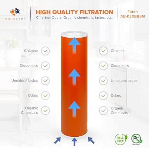 Aquaboon 5 Micron 20 x 4.5 Premium Whole House Water Filter Replacement Cartridge KDF for 1-Stage Water Filtration System 6 Pack - Image 3