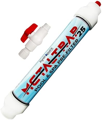 METALTRAP 25,000 Gallon Pool and Spa Pre Filter, High Performance, City and Well Water, Removes Iron, Copper, and Other Metals, Includes Valve Connector, Made in USA by Hydropure+Technologies