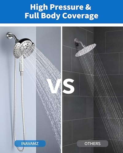 INAVAMZ 2 in 1 Shower Head with Handheld Combo High Pressure Nickel 2.5 GPM - Image 5