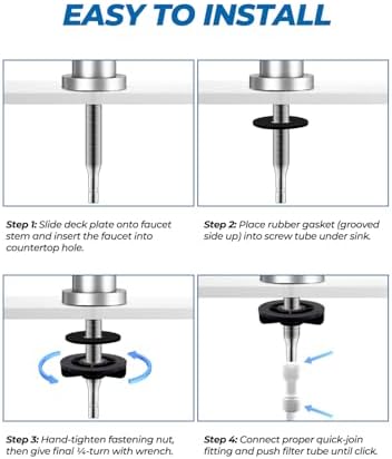 WEWE RO Drinking Water Faucet, Brushed Nickel, 1/4" & 3/8" Connectors - Image 7