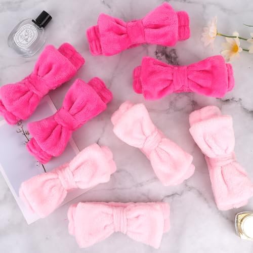 Ondder 8 Pcs Pink Spa Headband Microfiber Makeup & Face Wash Headbands for Women, Facial Skincare, Yoga, Exercise, Including Hair Bands & Head Bands - Image 7