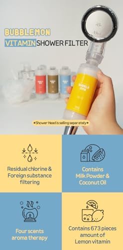 BUBBLEMON Vitamin Shower Filter (Lovely Lemon) Vitamin C Shower Filter Skin Moisturizing Skin Dry Protection Aroma Therapy Made in Korea - Image 7